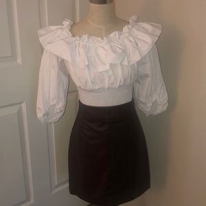 Zara White Ruffle Shirt - Size M